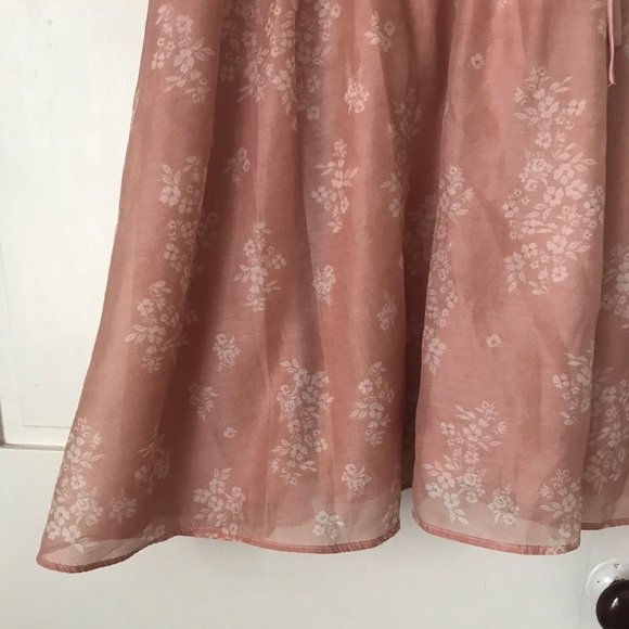 H&M Pink Floral Puff Sleeve Wrap Tie Front Dress Size Medium - Picture 6 of 6